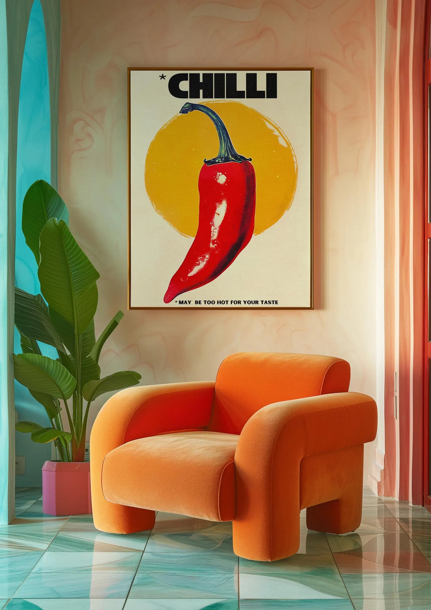 Chilli Pepper Poster: 70s Retro Kitchen Wall Art (Digital Download)